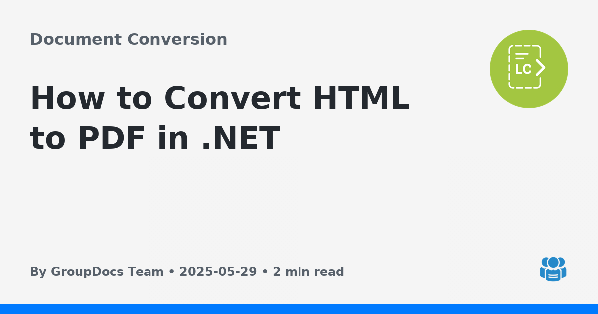 How to Convert HTML to PDF in .NET
