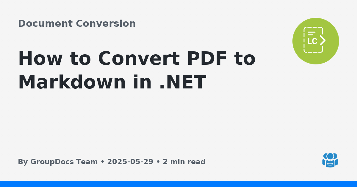 How to Convert PDF to Markdown in .NET