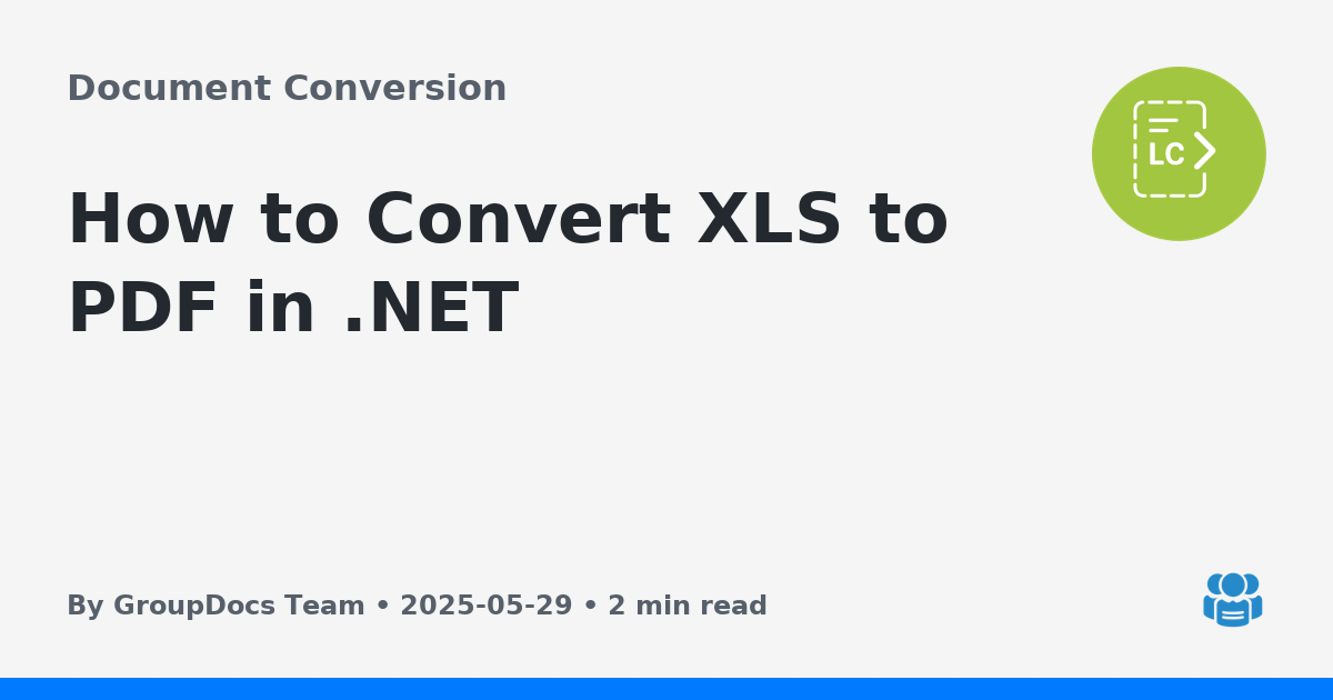 How to Convert XLS to PDF in .NET