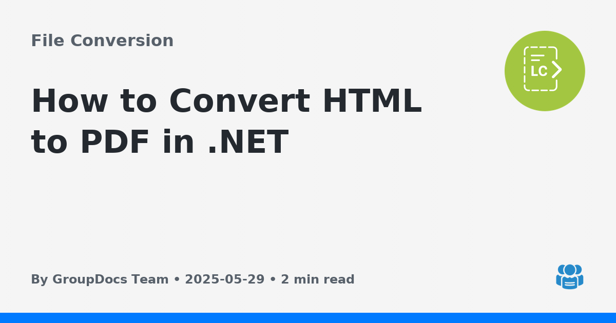 How to Convert HTML to PDF in .NET
