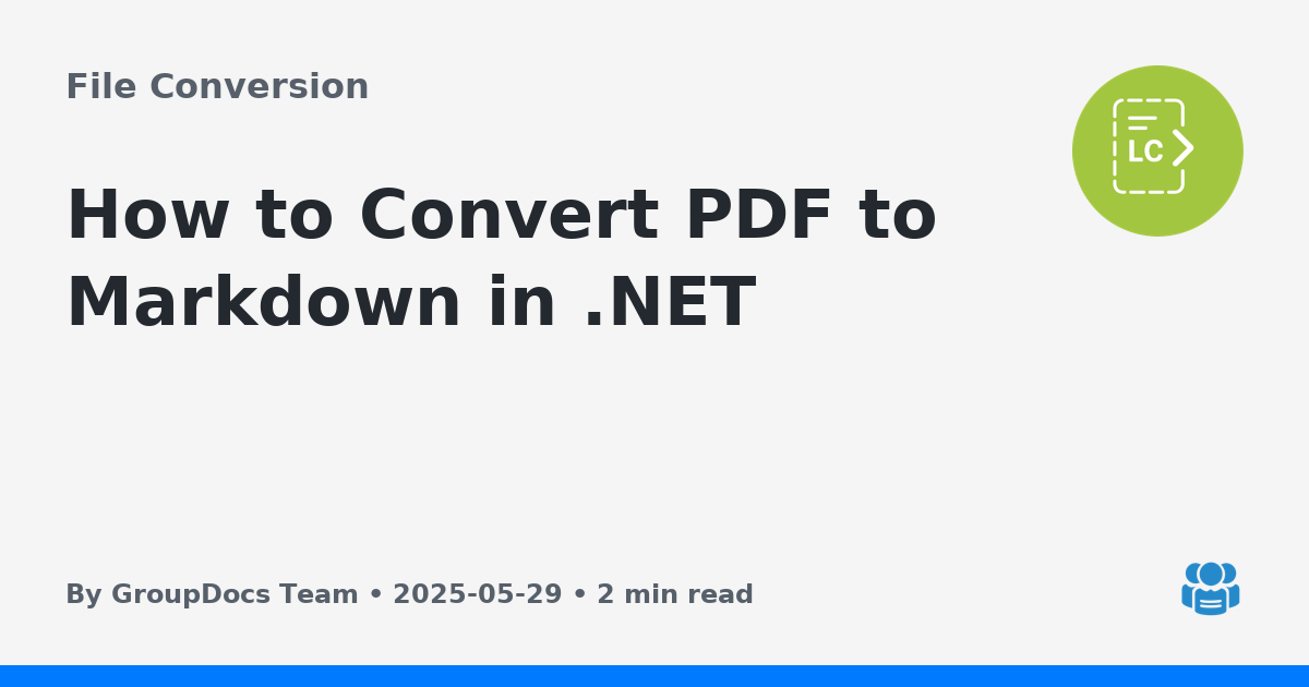 How to Convert PDF to Markdown in .NET