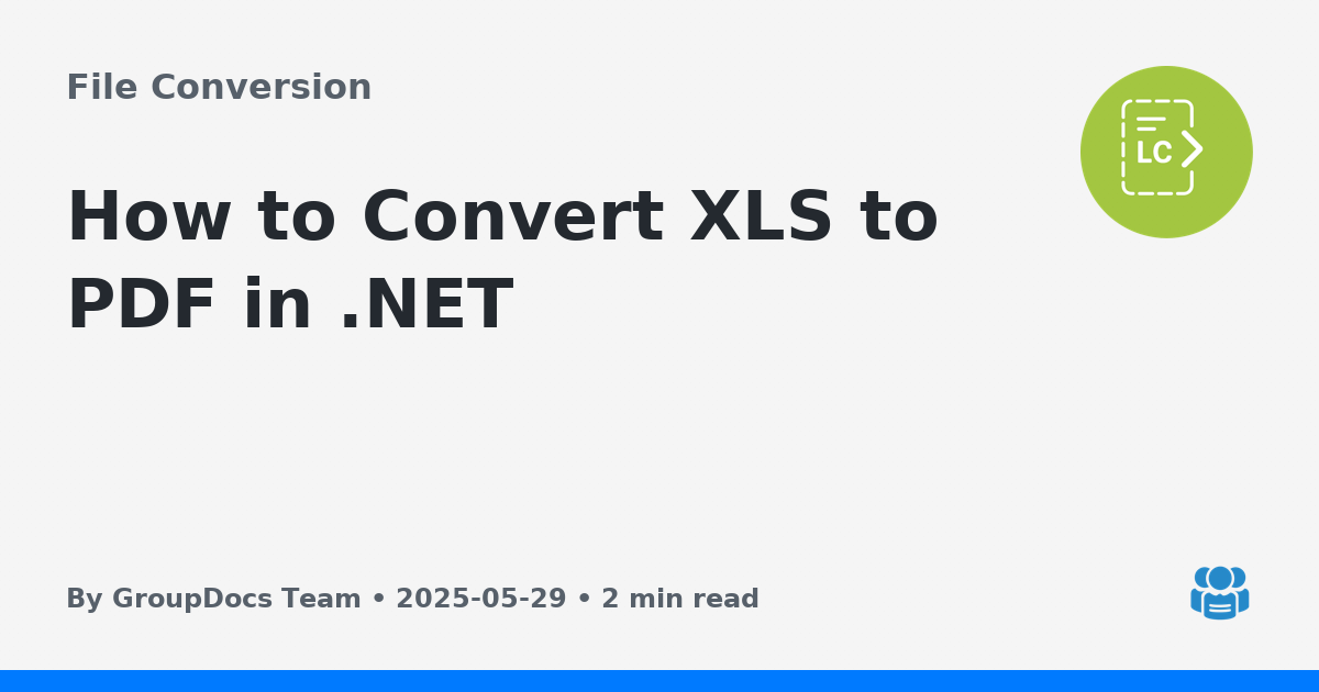 How to Convert XLS to PDF in .NET
